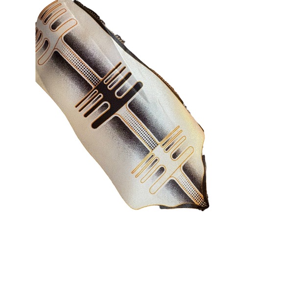 Other - Retro Abstract Men's Tie – Black Gold White Gradient Pattern 59" x 3.5"